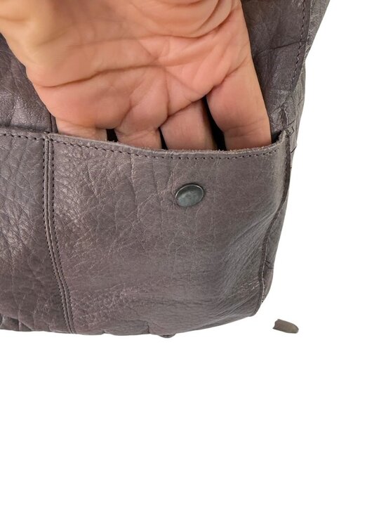 Day & Mood Leather Backpack Braided Flap Snap Drawstring Pockets Gray Bohemian